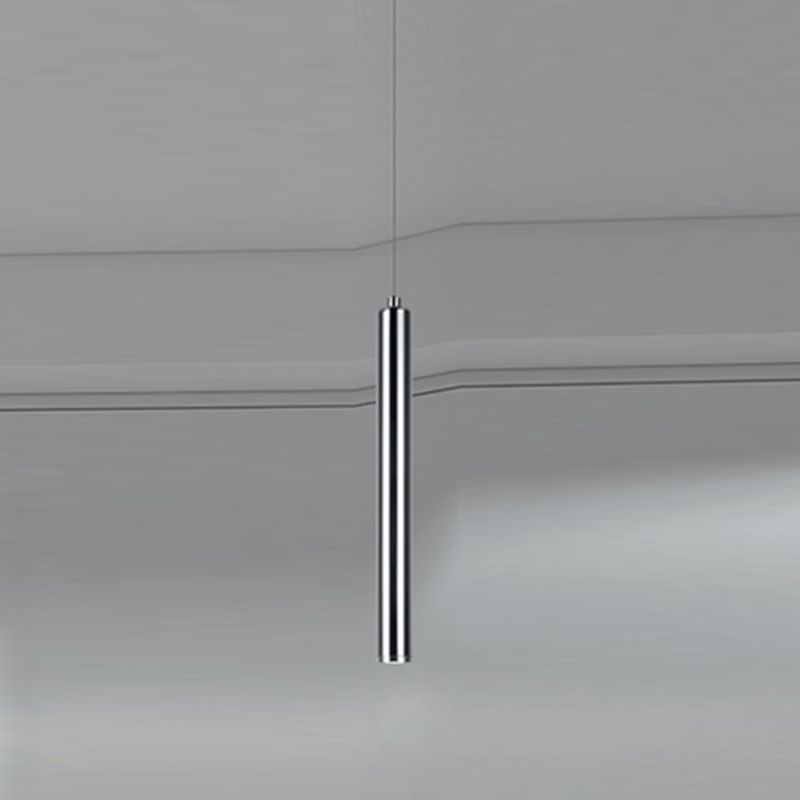 Zeitgenössischer Stil Zylinderform Pendelleuchte Leuchtmetall 1 Leichte Hanglampe in Silber