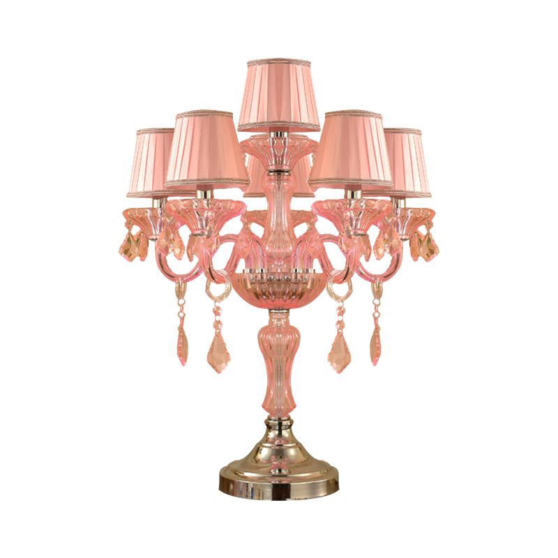 Table à coucher de bougies Lumières Crystal Spears traditionnelles 5/6/7 Bulbes de nuit rose LAMPE DE NEULLE