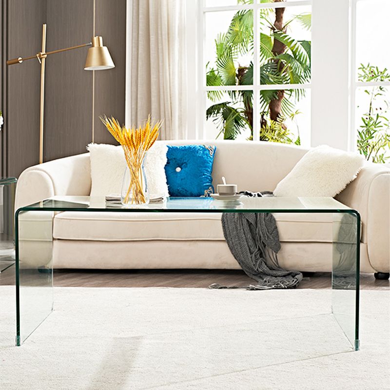 Modern Clear Glass Coffee Table 19.69"h Minimalist Cocktail Table