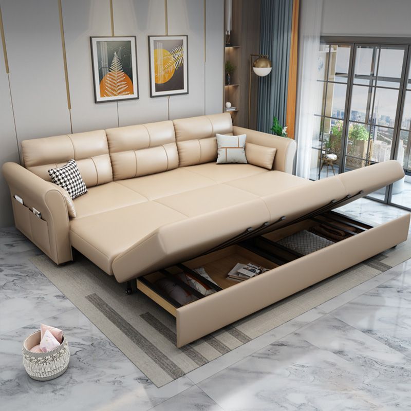Upholstered Futon with Mattress,Flared Arms Futon Sofa Bed with Storage