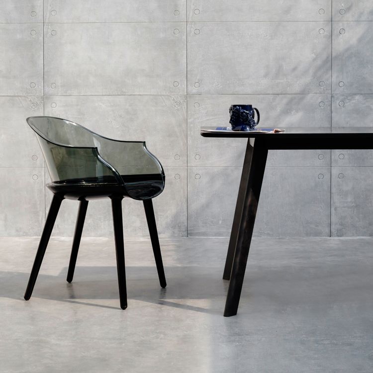 Contemporary Plastic Indoor-Outdoor Chair of 23'' Wide Dining Arm Chair