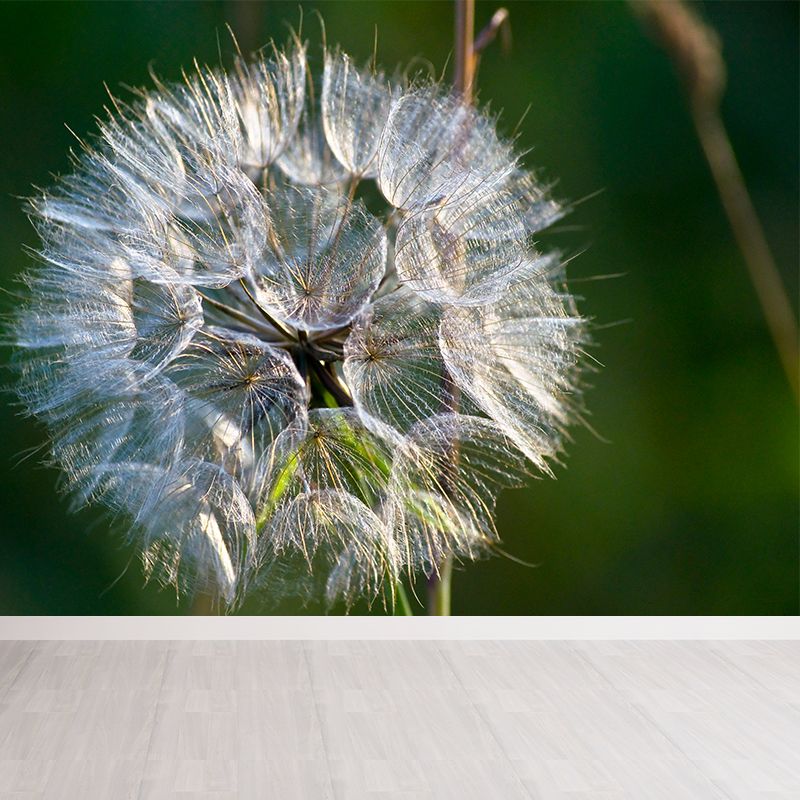 White Plant Modernist Wall Mural Decal Stain Resistant, Made to Measure