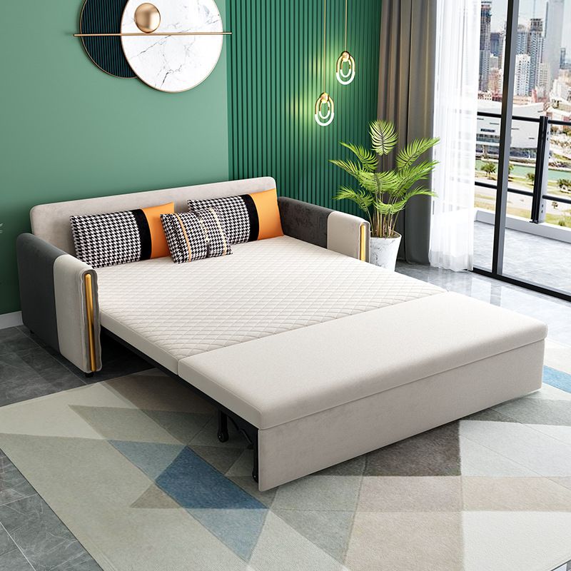 Light Gray Sleeper Sofa Modern Style Sofa Bed with Upholstered