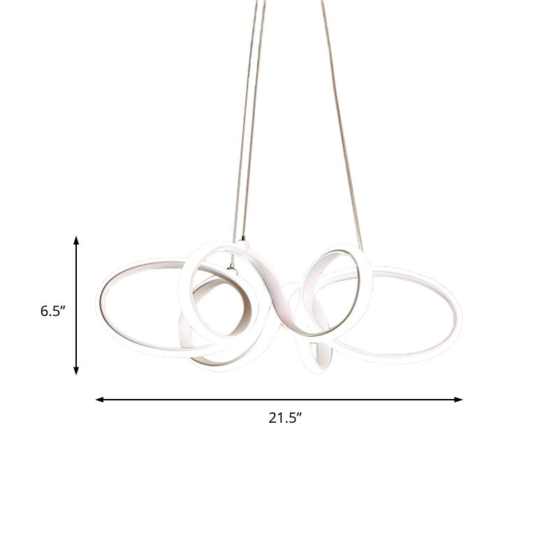 Curva blanca lámpara de lámpara de lámpara modernismo acrílico led colgante liviano en blanco/luz cálida para dormitorio