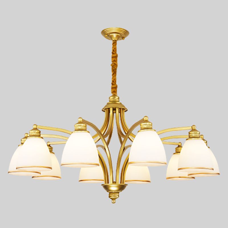 Gold Metal Chandelier Light Fixtures Traditional Multi-Head Hanging Pendant Lamps for Living Room
