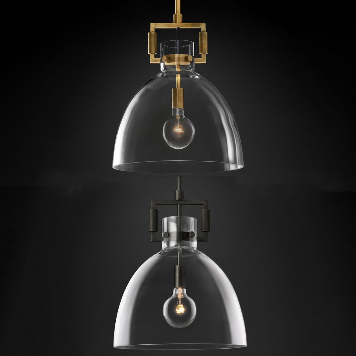 Stile industriale sospeso a sospensione vetro trasparente 1 testa a testa leggera per il ristorante Cafe