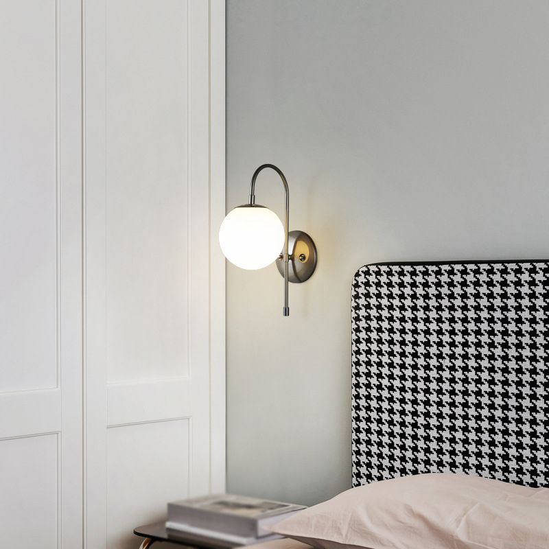 Glass Globe Wall Light Modern 1-Light Wall Lights for Bedroom