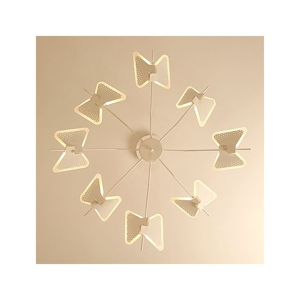 3/6/8 Luces Candelera de dormitorio con mariposa Sombra acrílica Gold/Blanco colgante de techo colgante