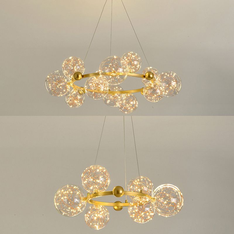 Multi Lights Ball Pendant Chandelier Modern Style Glass Hanging Lamps