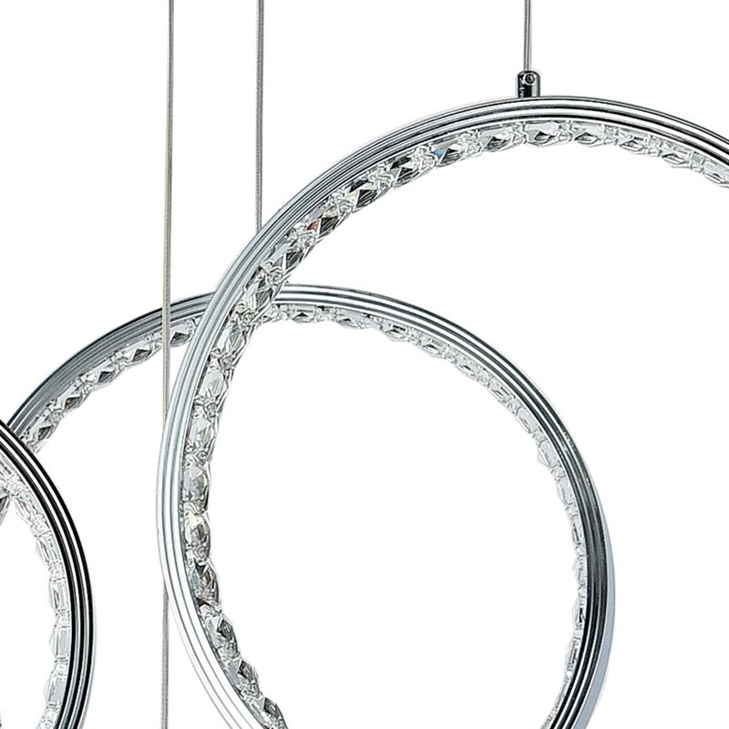 Circle Crystal Cluster Light Minimalista 9 luces Kit de lámpara colgante de níquel en luz cálida