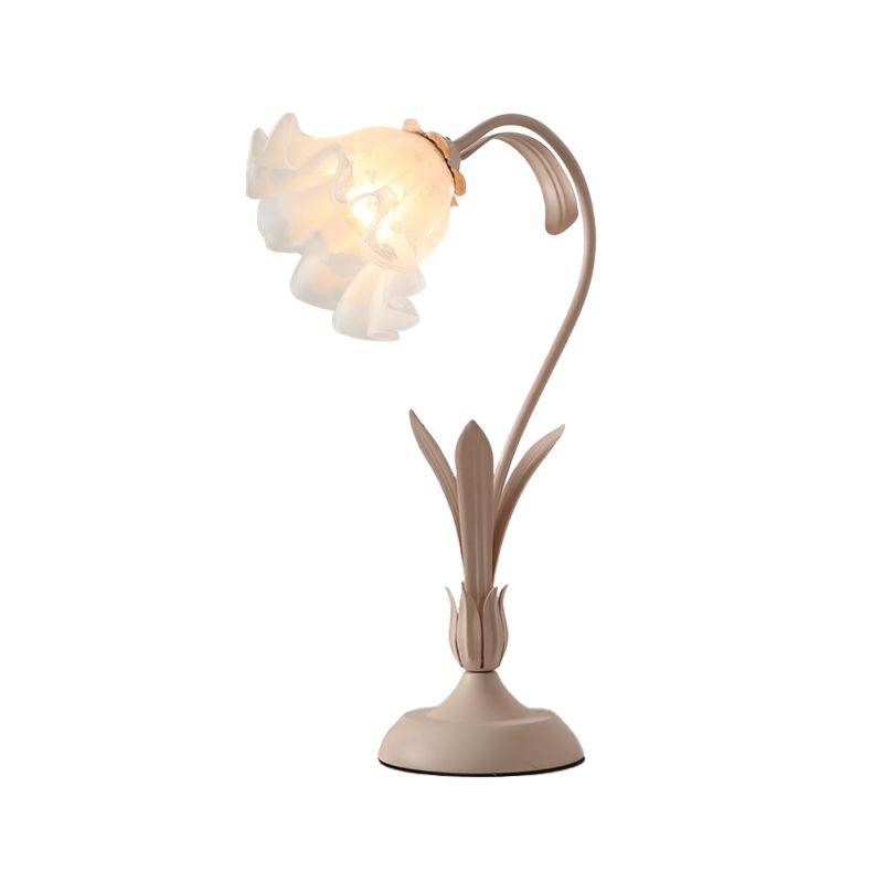 Fleurée de fleur Verre blanc lampe de nuit en verre