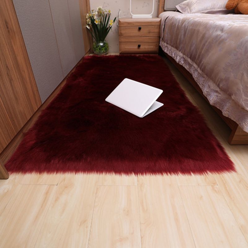 Multicolor Bedroom Rug Casual Plain Carpet Fluffy Non-Slip Backing Washable Pet Friendly Indoor Rug