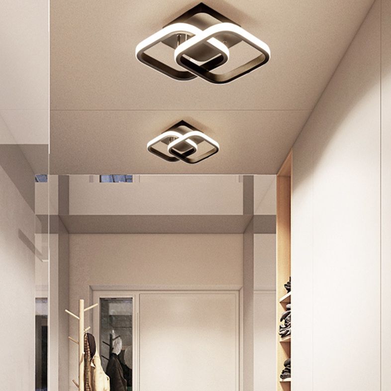 Geometric Semi Mount Lighting Simple Style Metal LED Aisle Semi Flush Light Fixture