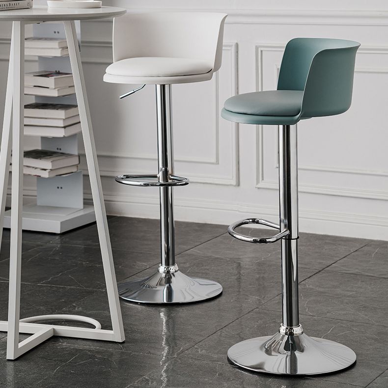 Industrial Backrest Armless Counter Stool Iron Cafe Bar Stool with Adjustable Cushion