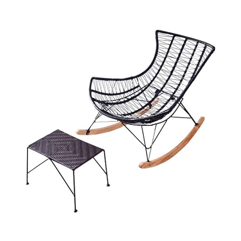 Contemporary Rattan Rocker Chair Water Resistant Rocking Chair for Living Room