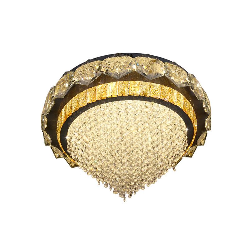 LED Clear Crystal Flushmount Lighting Contemporary Black Conical Bedroom Ceiling Mounted Light