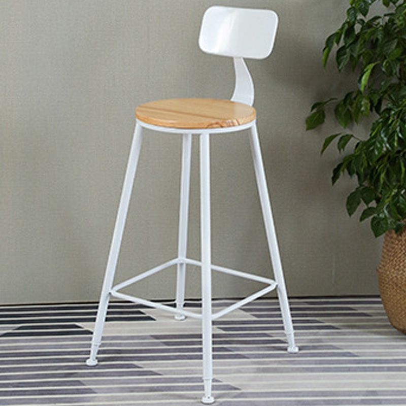 Contemporary Wood Seat Bar Stool Metal Bar Stool for Home Use