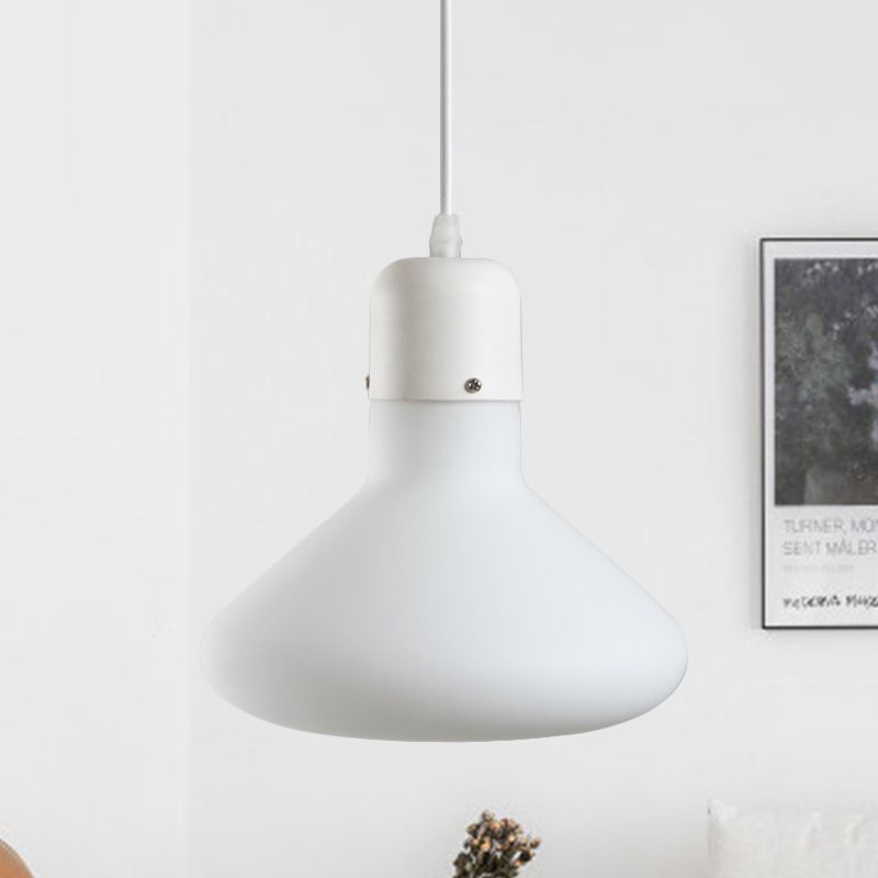 1 Light Light Pendant Light Simple White Suspension Light avec conception de verre Cone / Globe / Cylinder