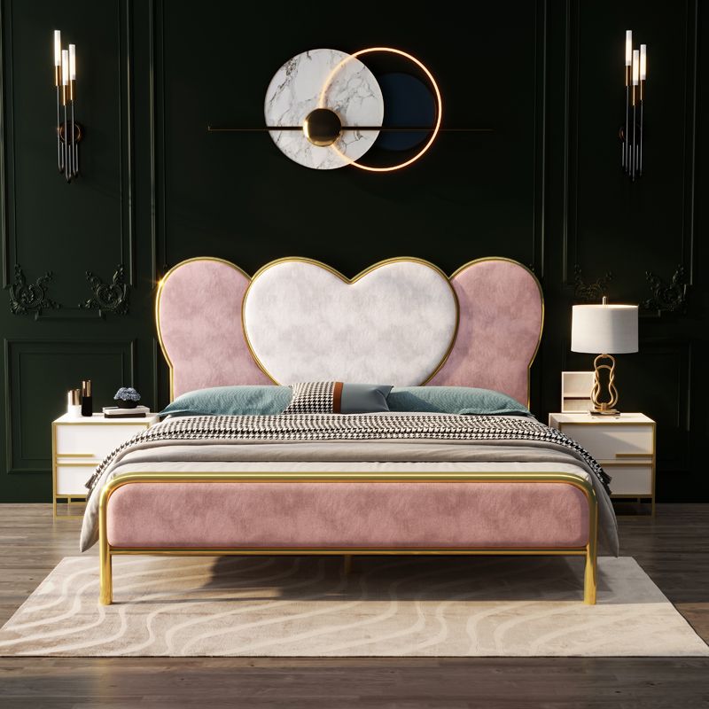 Standard Bed, Metal and Upholstered Bed With Headboard and Footboard
