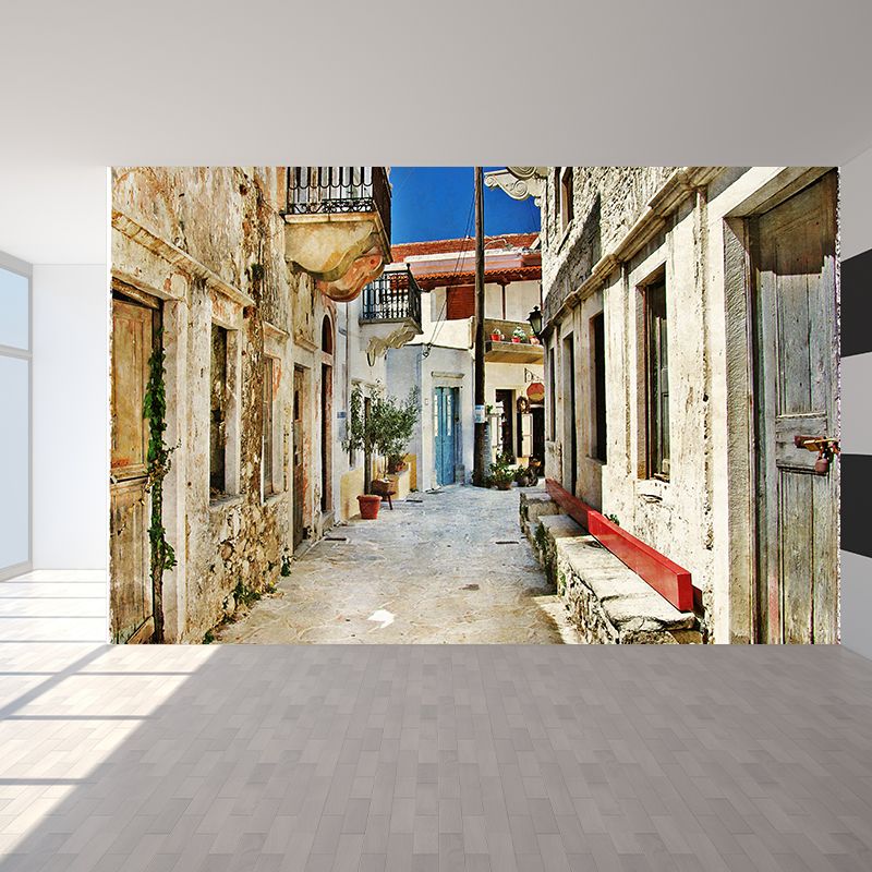 Modern Alley Mural Wallpaper Non-Woven Texture Waterproof Gray Wall Art for Bedroom
