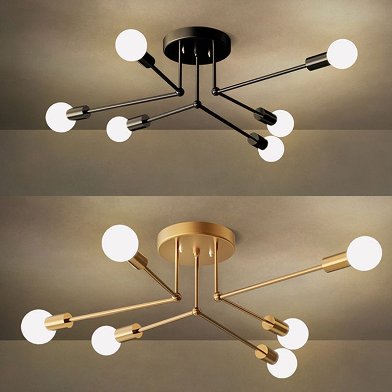 Zeitgenössische Sputnik Semi Flush Mount Glas Wohnzimmer Deckenmontage Leuchte Leuchte