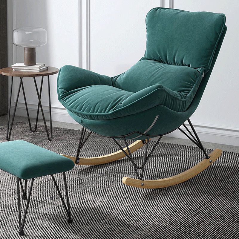 Simple Faux Leather Rocker Chair Plain Rocking Chair with Removable Cushions