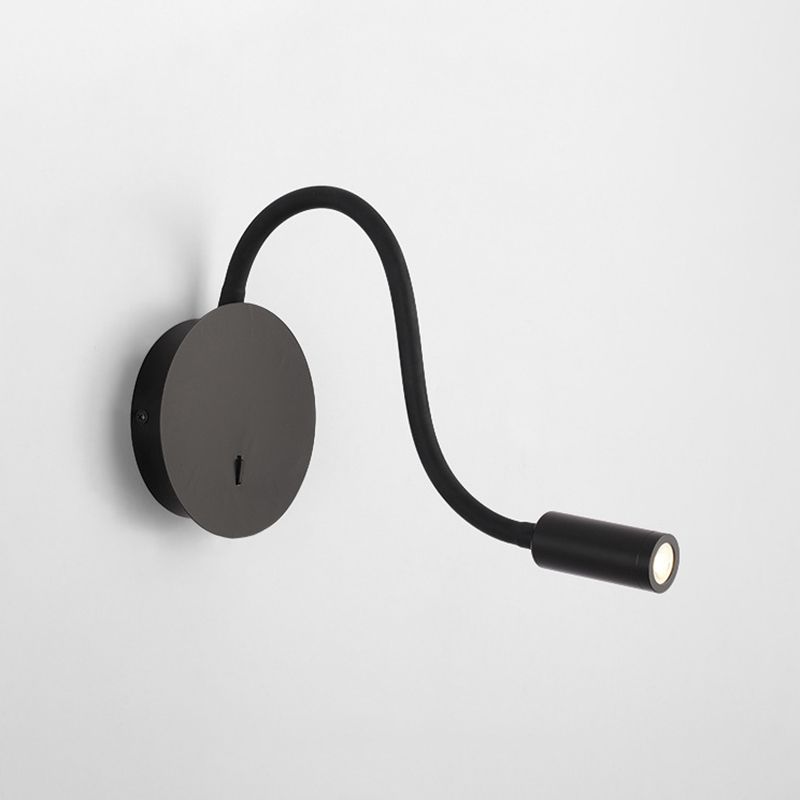 Round Shape Reading Wall Lighting Modern Style Metal Wall Mounted Lighting in Black