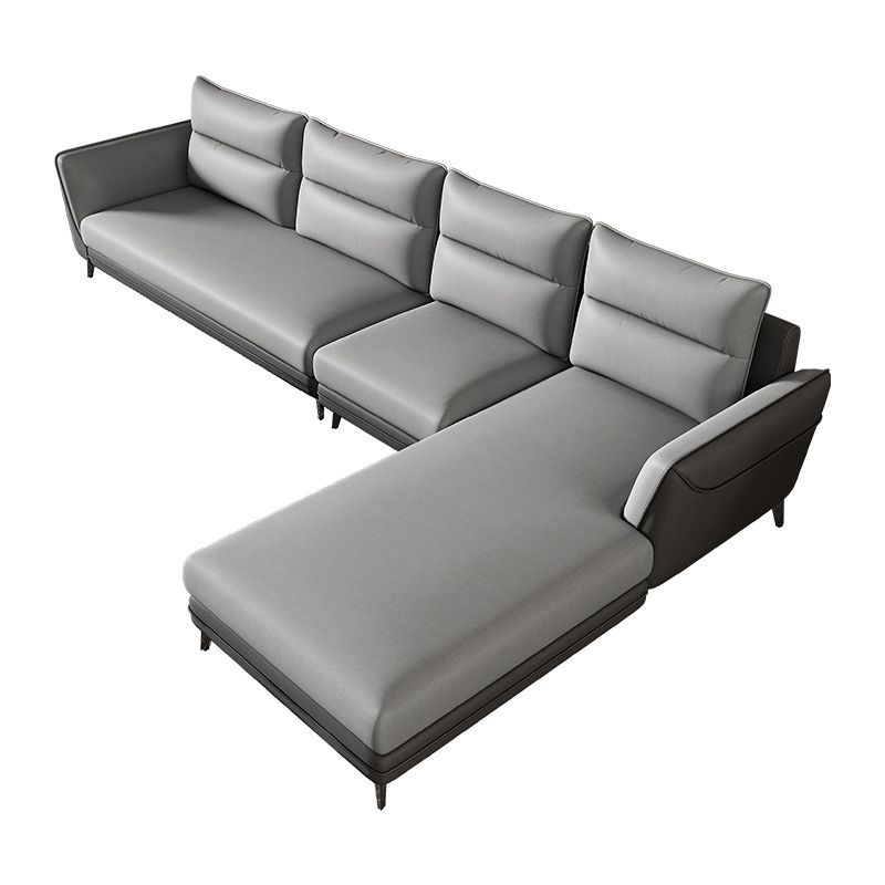 Faux Leather Sectionals 136.22" L Flared Arm Stain-Resistant Sectionals