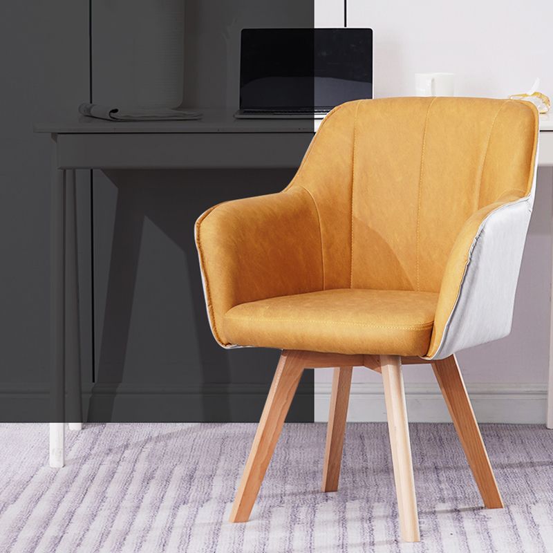Sillas de comedor de piel sintética de estilo escandinavo, sillas con brazos con respaldo sólido para uso doméstico