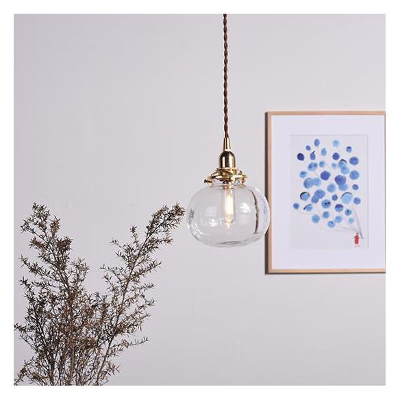 Modern Oval Pendant Light with Brass Lamp Socket Glass 1 Light Suspension Light for Cloth Shop