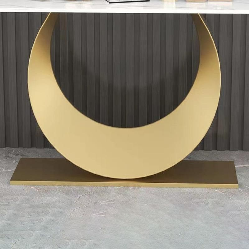 Glam Rectangle Console Table 31.5" Tall Stone Accent Table for Hall