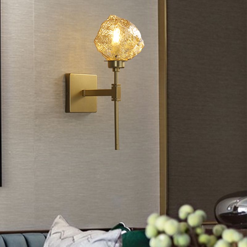 Unregelmäßiger Schatten Innenwandleuchte Bernstein/Rauchgrauglas 1 Kopf Moderne Wandleuchte für Wohnzimmer