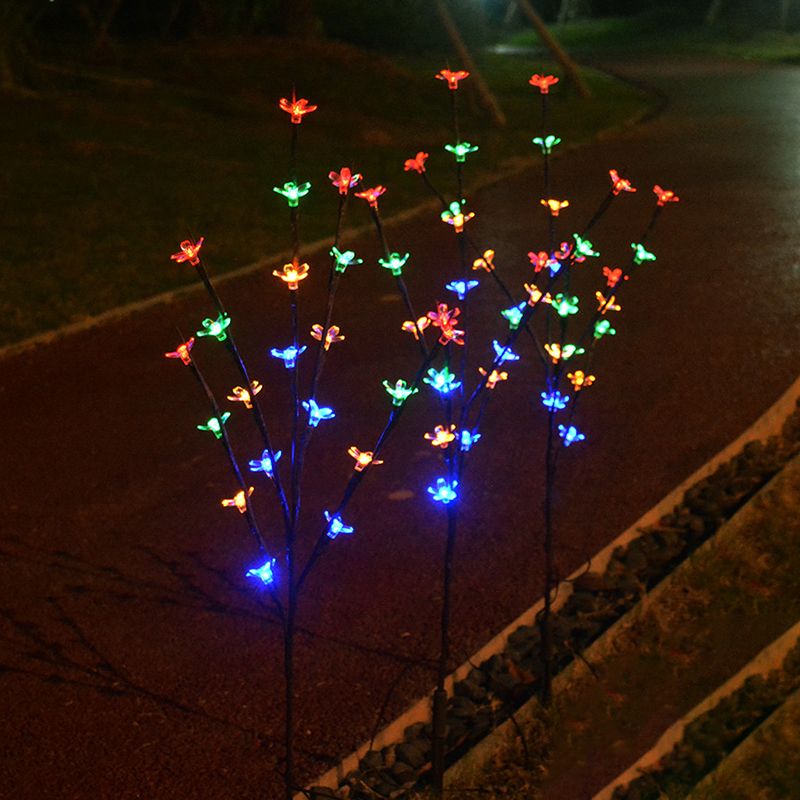 Cherry Blossom Solar Landscape Light Artistic Plastic Courtyard LED Stake Lighting