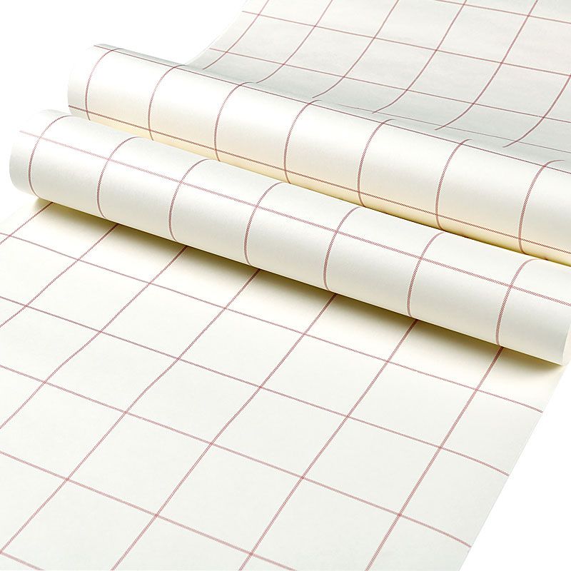 Lattice Wall Decor for Girl's Bedroom Square Wallpaper Roll in Soft Pink, Water-Resistant