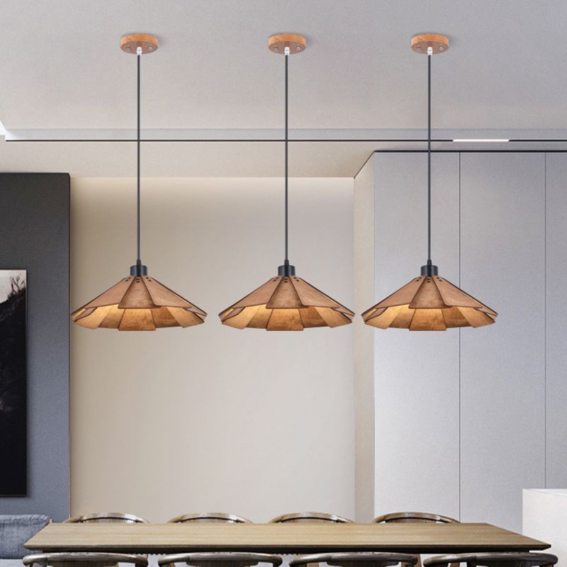 Pot Cover Shade Hanging Lighting Modern Style Wood 1 Light Sanging Lamping