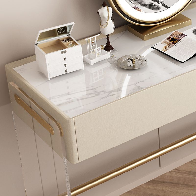 15.74" Wide Make-up Vanity with 3 Storage Drawers Bright White Dresser