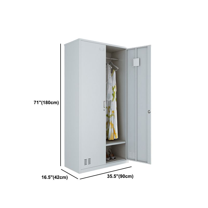 Modern Style Wardrobe Gray Colour Metal Wardrobe Closet with Locks