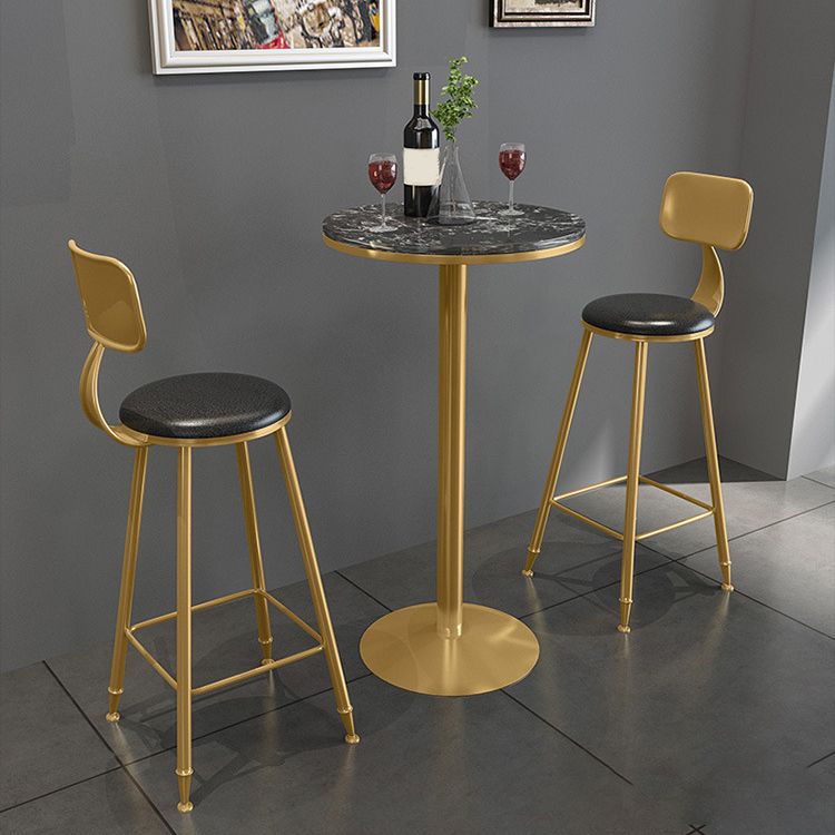 1/2/3/4 Pieces Glam Round Bar Table Set Bistro Set with Faux Marble Top