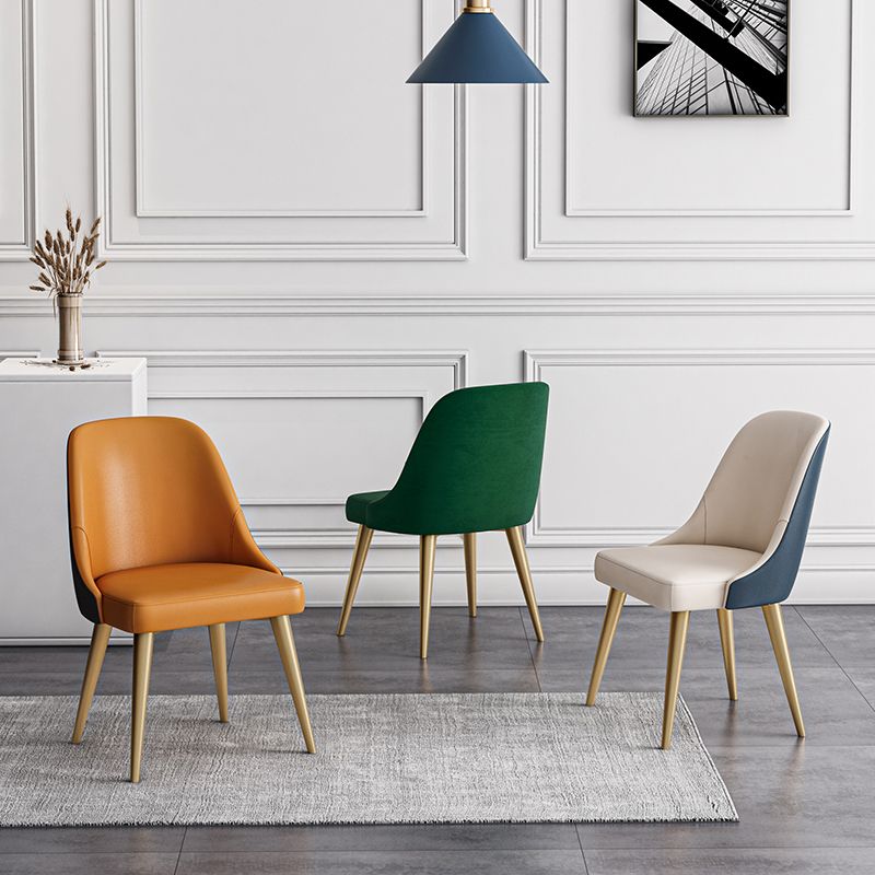 Chaises de salle à manger en Faux cuir de conception nordique, chaise de salle à manger sans bras à dossier solide