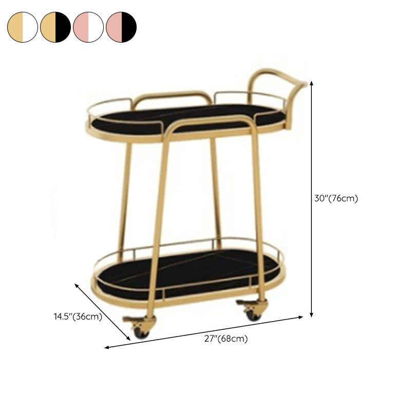 Contemporary Oval Metal Prep Table 26.77"W Rolling Prep Table for Dining Room