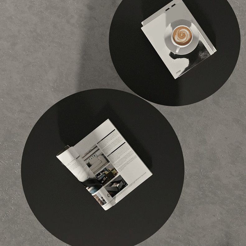 Iron 2 Piece Bunching Tables with Round Top and Pedestal Base