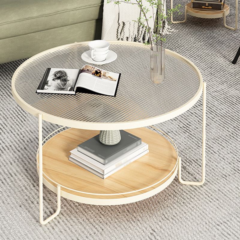 Scandinavian Round 3 Legs Coffee Table with Storage Shelf Cocktail Table