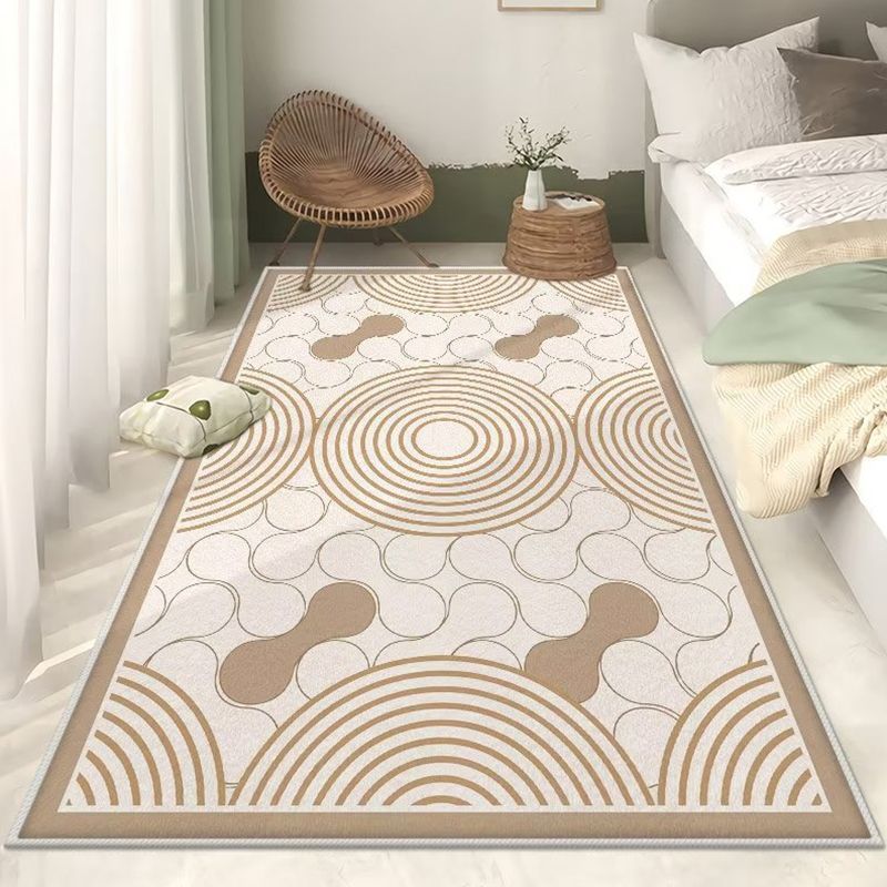 Brown Modern Rug Polyester Line Rug Washable Rug for Bedroom