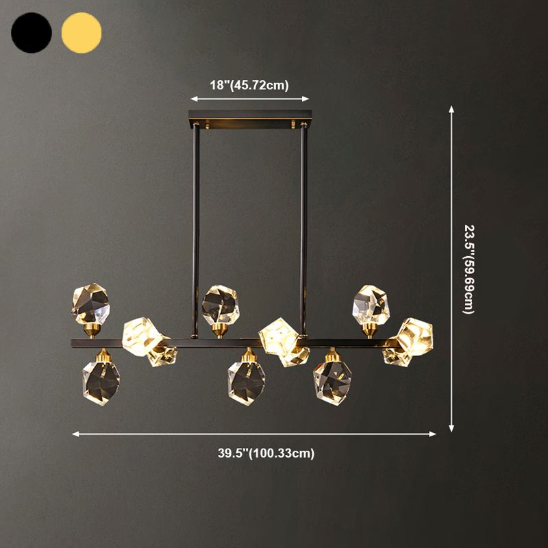 Modern Style Simple Island Pendant Geometric Shade Crystal Island Light for Restaurant