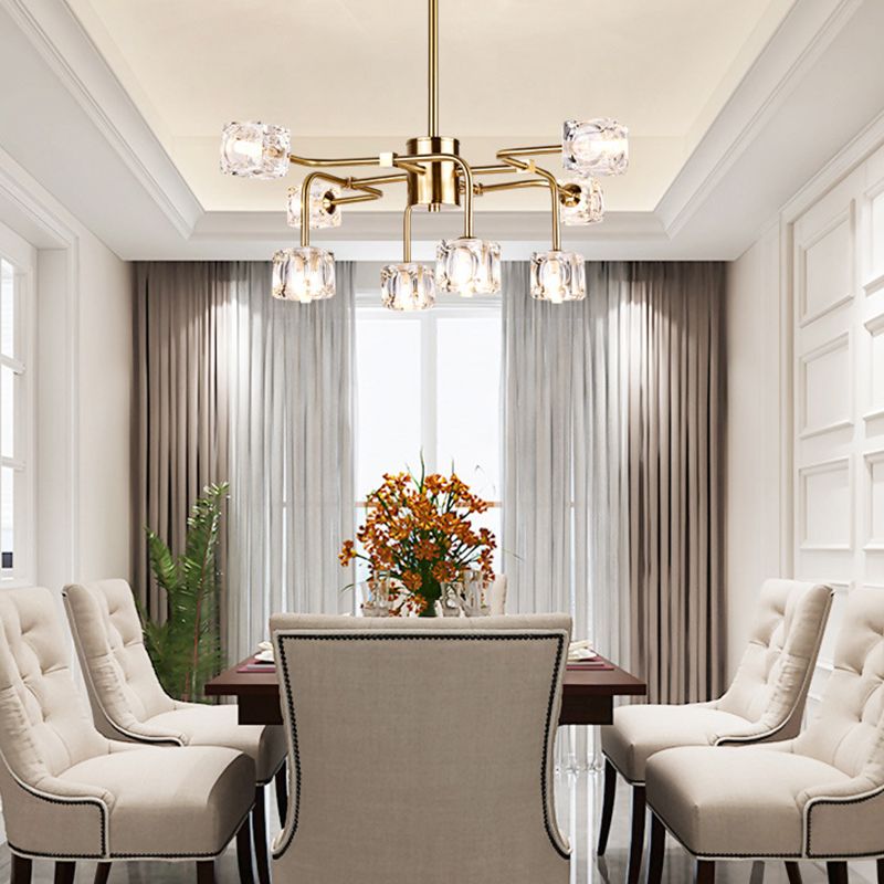 Nordic Multi Head Chandelier Light Fixtures Glass Gold Hanging Chandelier for Restaurant