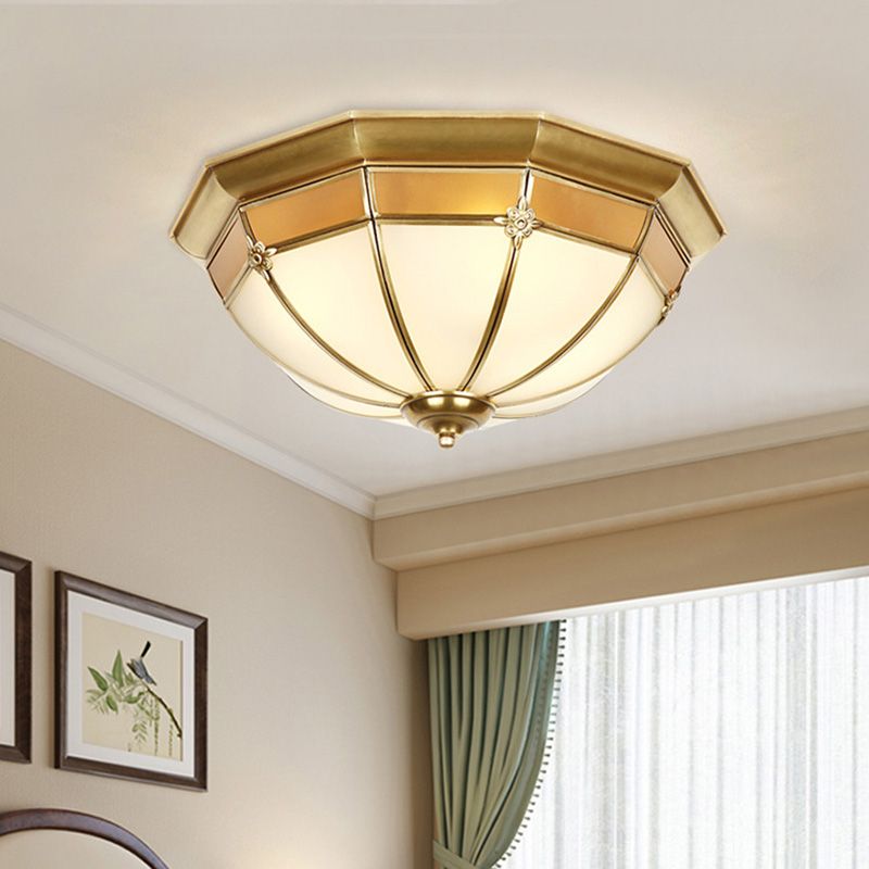 Glass Brass Ceiling Mount Light Fixture Bowl Classic Flush Mount Ceiling Lighting Fixture