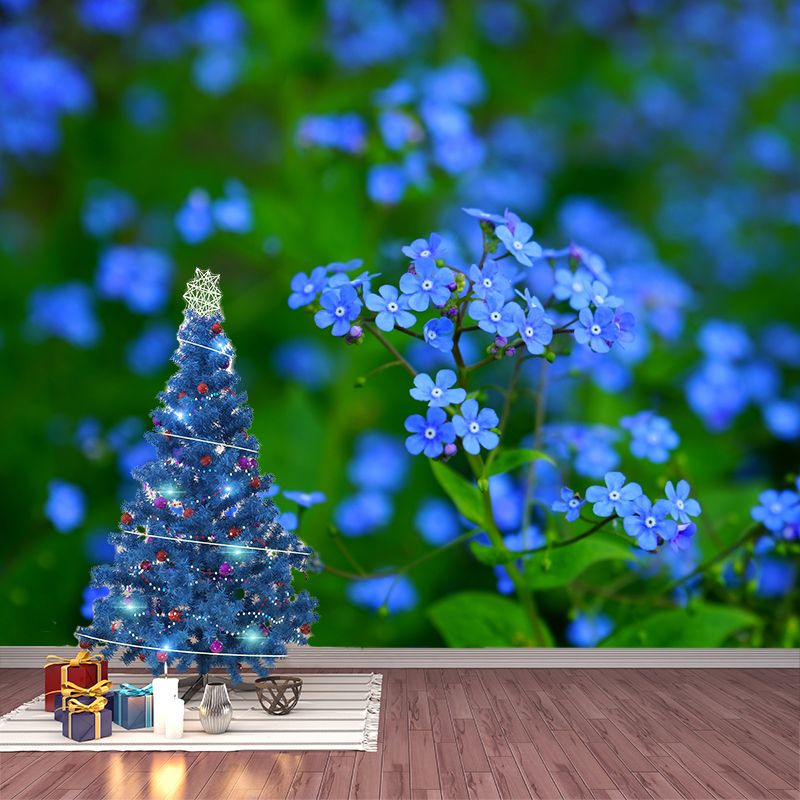 Forget Me Not Flower Mural Wallpaper Personalized Size Wall Covering for Bedroom