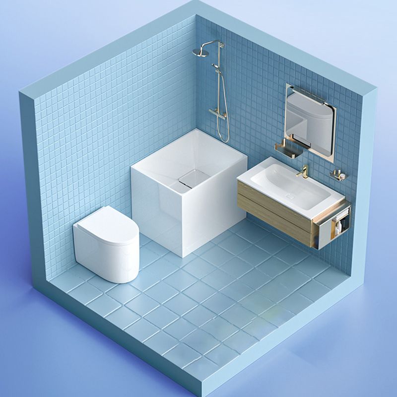 Modern Corner White Bathtub Acrylic Back to Wall with Drain Bath Tub