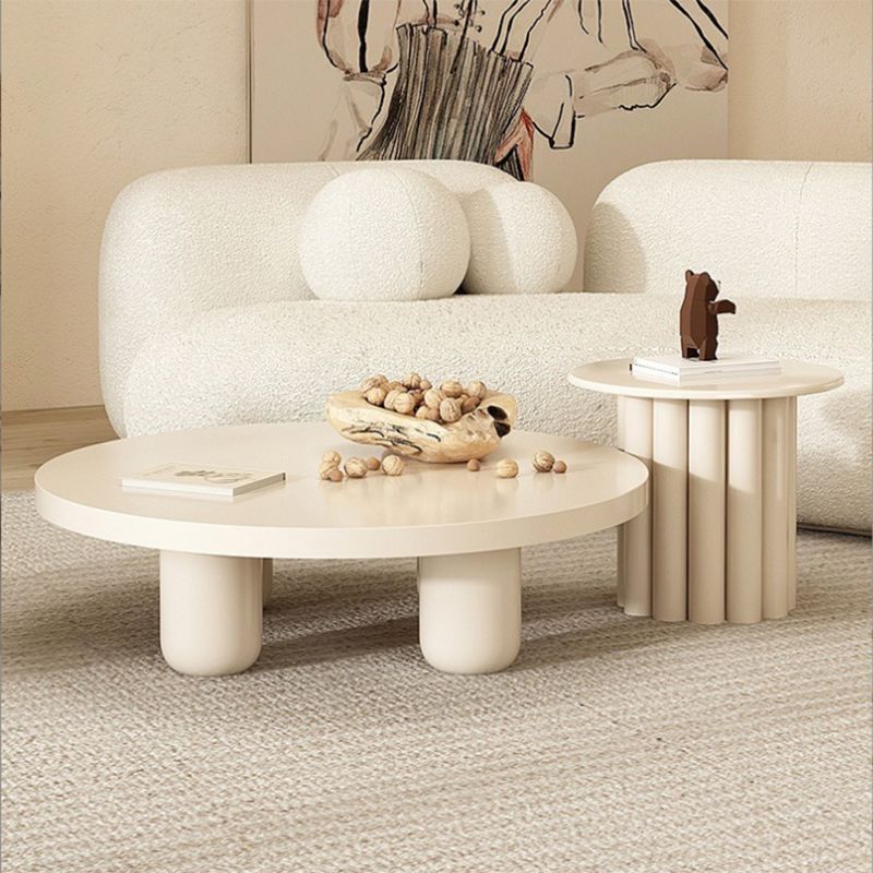 Contemporary Pedestal/4 Legs Solid Wood Round Single Coffee Table