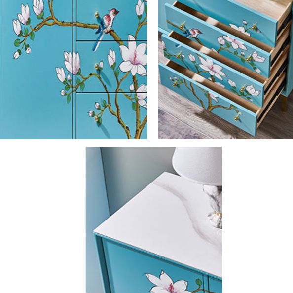 Glam Combo Dresser Horizontal Stone Storage Chest Dresser for Bedroom